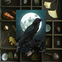 Raven & Full Moon Mini Postcard