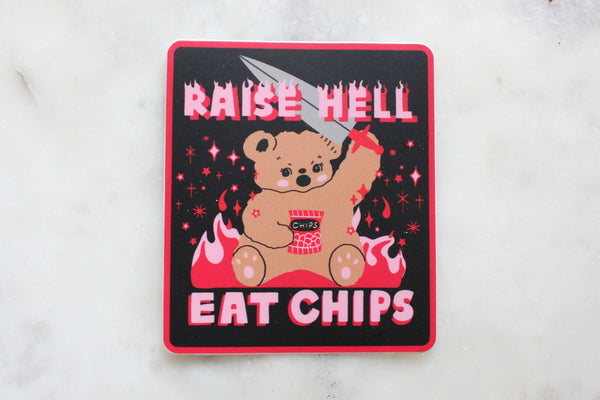 Tender Ghost Raise Hell Eat Chips Sticker