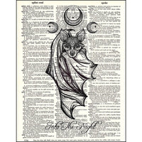 Bat Into The Night Dictionary Print