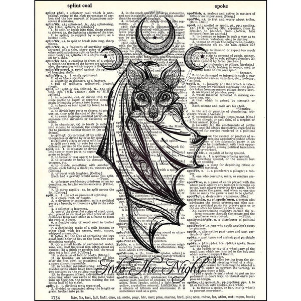 Bat Into The Night Dictionary Print