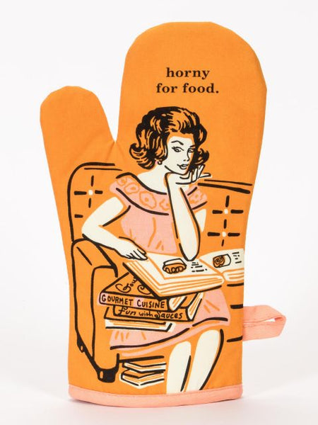 Horny for Food Blue Q Oven Mitt
