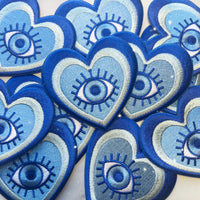 Evil Eye Heart Embroidered Patch
