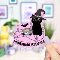 Morning Rituals Witchy Kitty Waterproof Vinyl Sticker