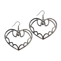 Kreepsville Bat Outline Heart Earrings
