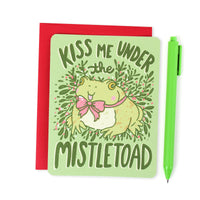 Kiss me Under the Mistletoad Holiday Card