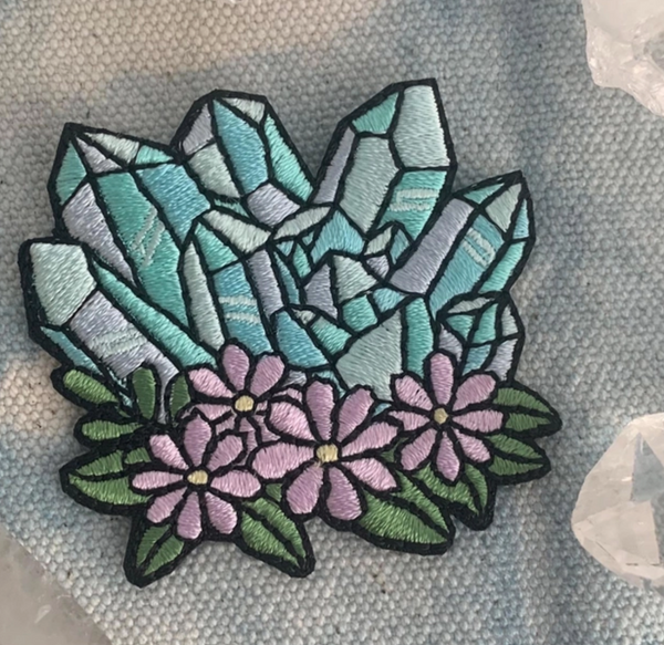 Aqua Crystal Cluster Embroidered Patch