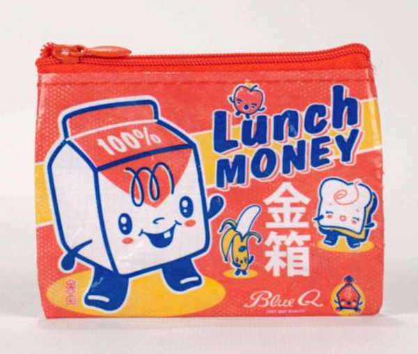 Lunch Money Blue Q coin purse
