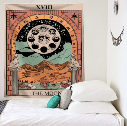 Tarot card moon tapestry sale