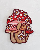 Mushroom and Daisy Cluster Embroidered Patch