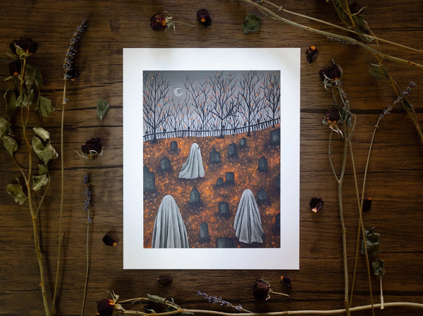 Gloomy Grove Niki Quist Ghost Print - Graveyard Stroll