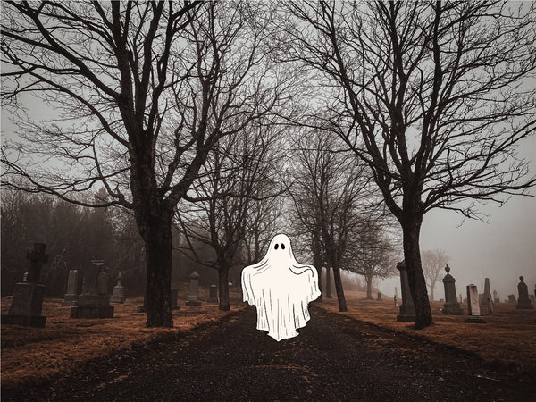 Ghostie Postie Foggy Graveyard Print