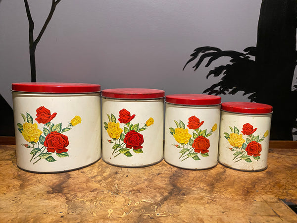 Set of 4 Rose Storage Canisters